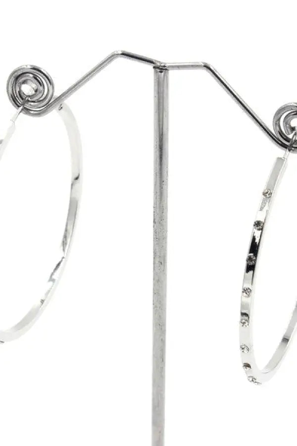 LUXURY RHINESTONE HOOP EARINGS - ROSE GOLD/RGCL / Os