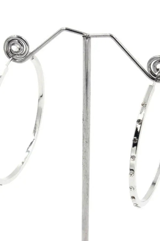 LUXURY RHINESTONE HOOP EARINGS - ROSE GOLD/RGCL / Os