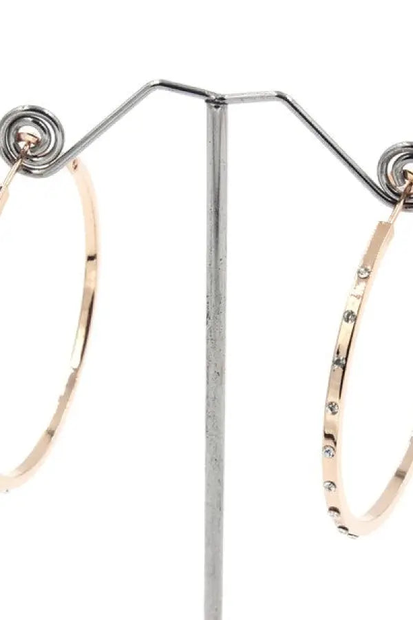 LUXURY RHINESTONE HOOP EARINGS - ROSE GOLD/RGCL / Os