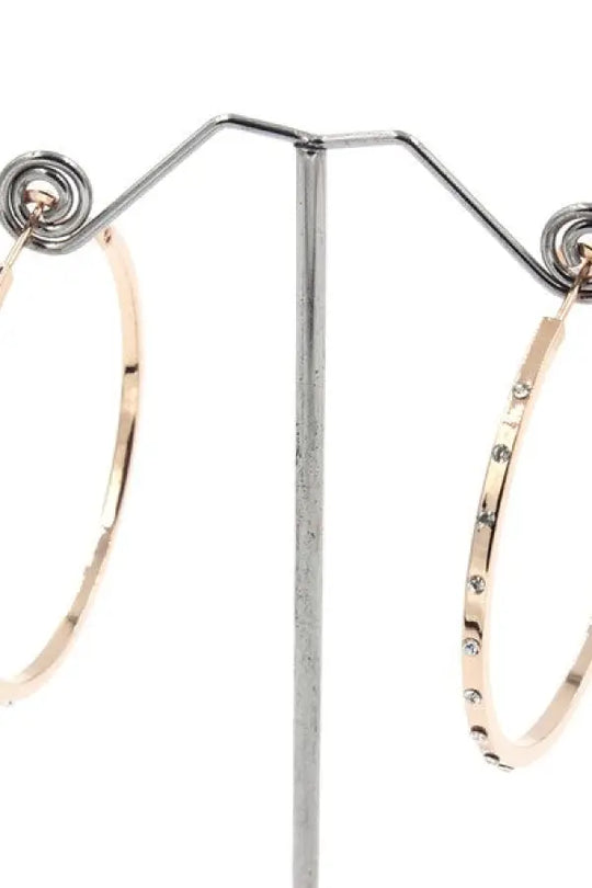 LUXURY RHINESTONE HOOP EARINGS - ROSE GOLD/RGCL / Os