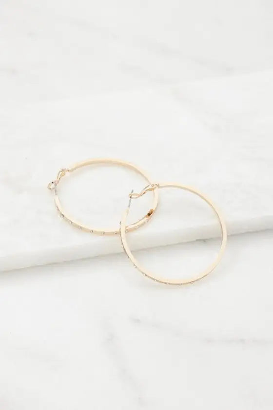 LUXURY RHINESTONE HOOP EARINGS - ROSE GOLD/RGCL / Os