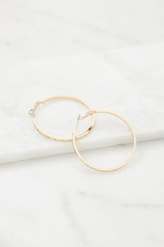 LUXURY RHINESTONE HOOP EARINGS - ROSE GOLD/RGCL / Os