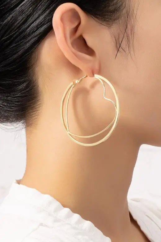 Heart of Gold Hoop Earrings - Gold / one size - Jewelry