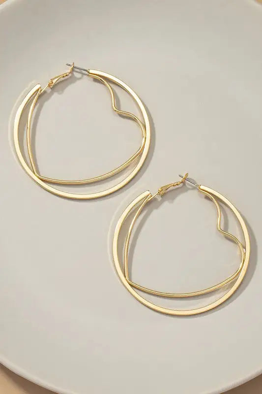 Heart of Gold Hoop Earrings - Gold / one size - Jewelry