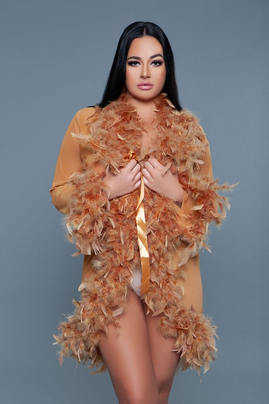 Lux Feather Trim Robe *More Colors