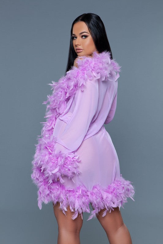 Lux Feather Trim Robe *More Colors