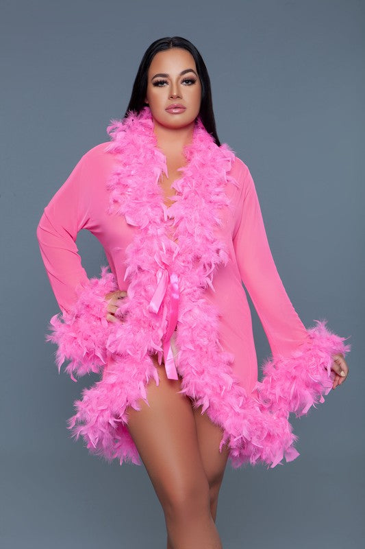 Lux Feather Trim Robe *More Colors