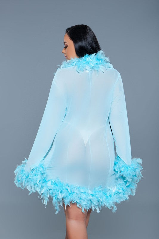 Lux Feather Trim Robe *More Colors