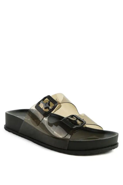 Minata Platform Buckled Slide Sandals - Black / 5 - Shoes