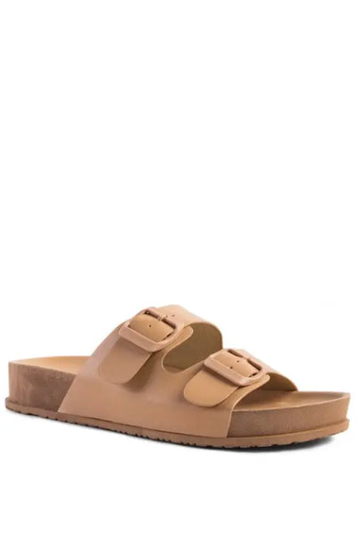 Minata Platform Buckled Slide Sandals - Latte / 6 - Shoes