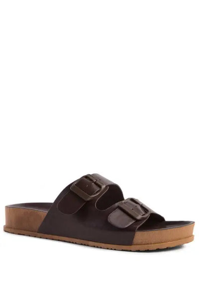 Minata Platform Buckled Slide Sandals - Espresso / 6 - Shoes