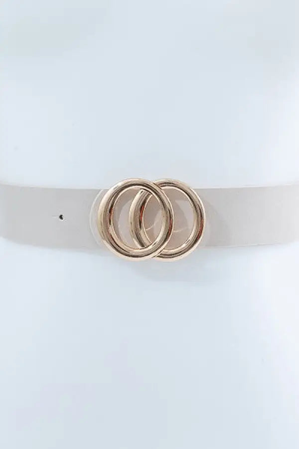 Gold Double Circle Belt Black or Ivory - IVORY / IVIV / Os - Bags & Belts