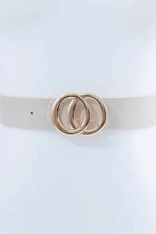 Gold Double Circle Belt Black or Ivory - IVORY / IVIV / Os - Bags & Belts