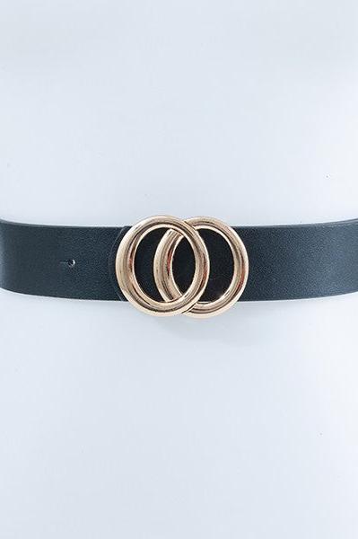 Gold Double Circle Belt Black or Ivory