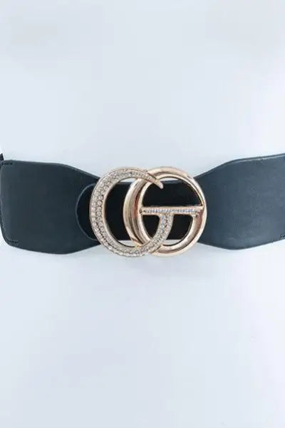 Gold GiGi Buckle Wide Belt *More Colors - BLACK/BKBK / Os - Bags & Belts