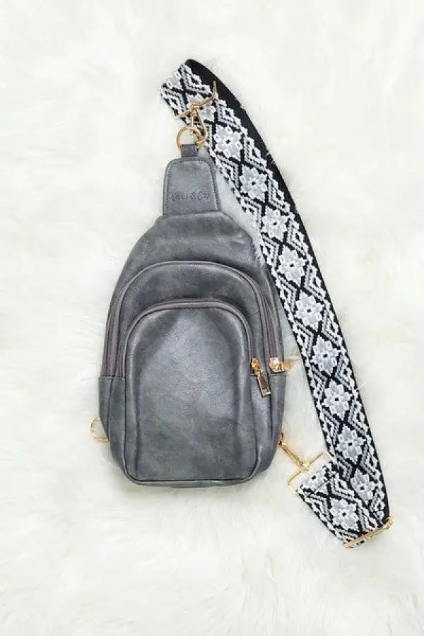 Mylah Crossbody Sling Vegan Leather Handbag - Gray / 1