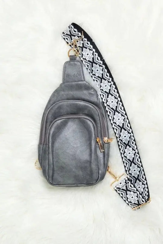 Mylah Crossbody Sling Vegan Leather Handbag - Gray / 1