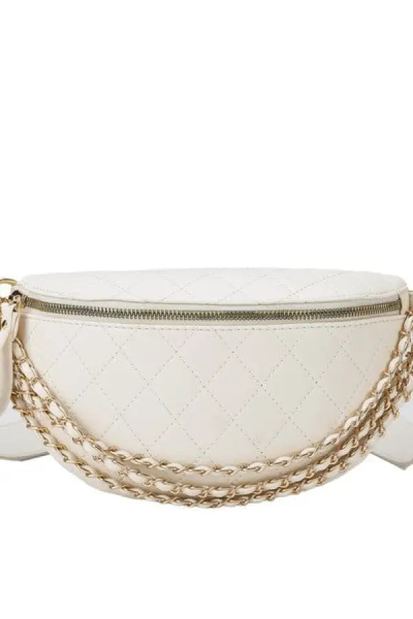 Kyndall Chain Style Sling Crossbody Bag Purse - Cream / 1