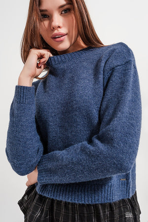 Q2 2 in 1 jumper with shirt underlay in navy