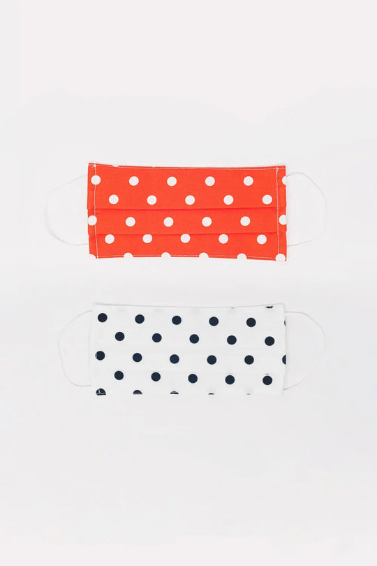 Q2 2 PACK Masque à pois blanc et rouge