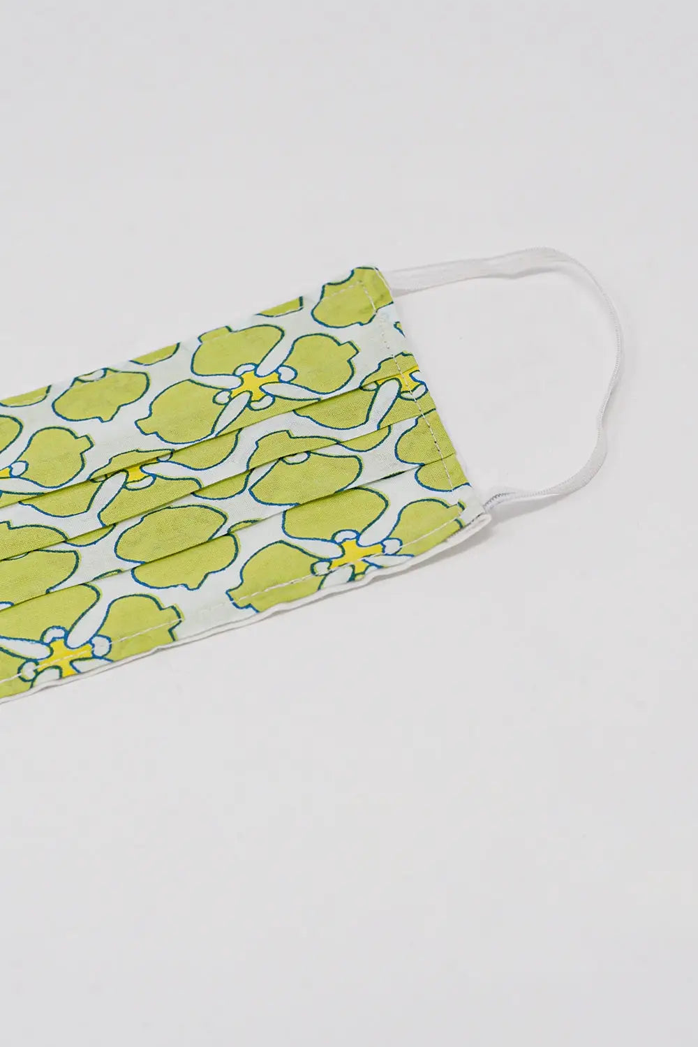 2 PACK Masque coton organique imprimé fleurs en vert et turquoise - One Size / vert - Collares