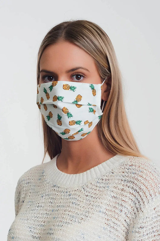 2 PACK masque imprimé ananas - One Size / blanc - Collares