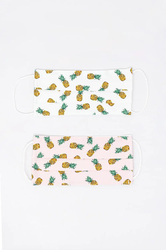 Q2 2 PACK masque imprimé ananas