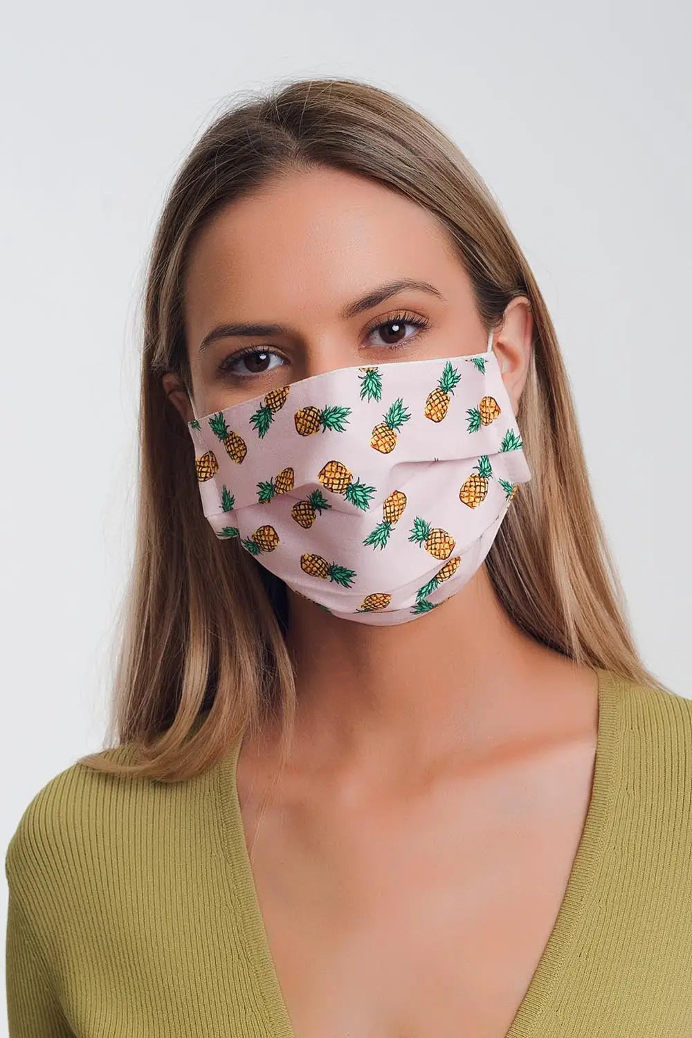 2 PACK masque imprimé ananas - One Size / blanc - Collares