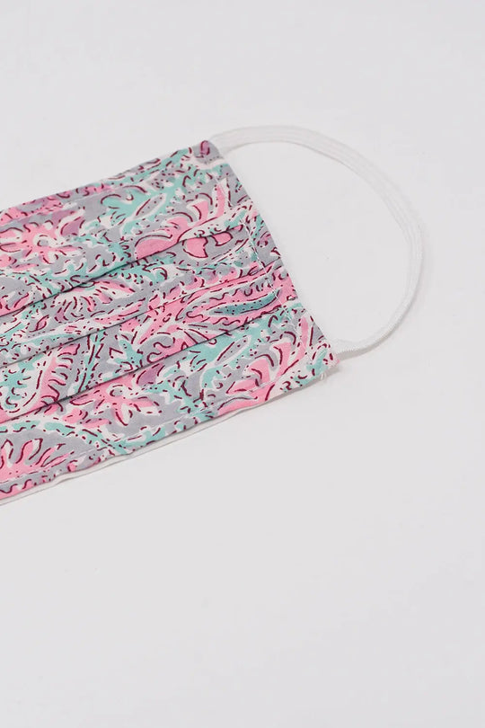 2 PACK Masque rosa imprimé coton organique - One Size / rose - Collares