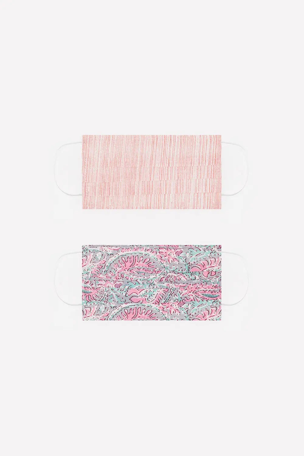 Q2 2 PACK Masque rosa imprimé coton organique