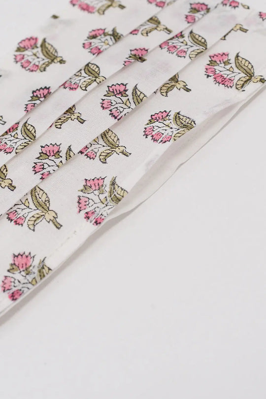 2 PACK Masque vert imprimé fleurs coton organique - One Size / vert - Collares