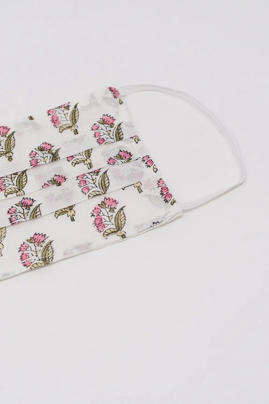 2 PACK Masque vert imprimé fleurs coton organique - One Size / vert - Collares