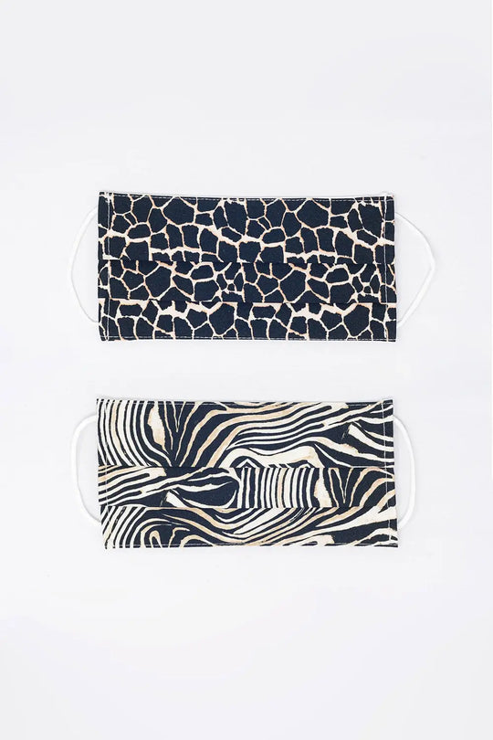 2 PACK Mix Animal Print Mask - One Size / Black - Necklaces