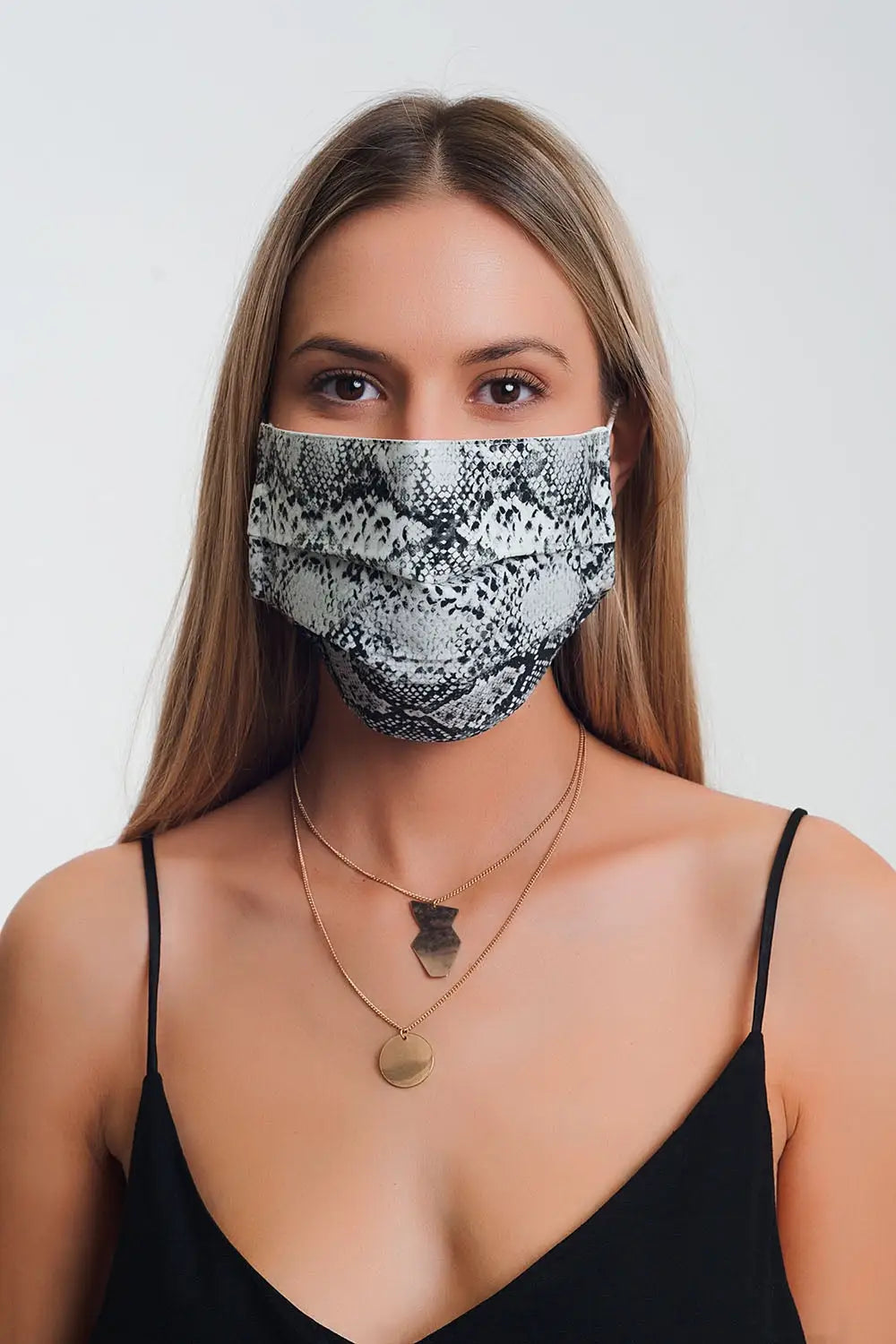 2 PACK Mix python Print Mask - One Size / Black - Necklaces