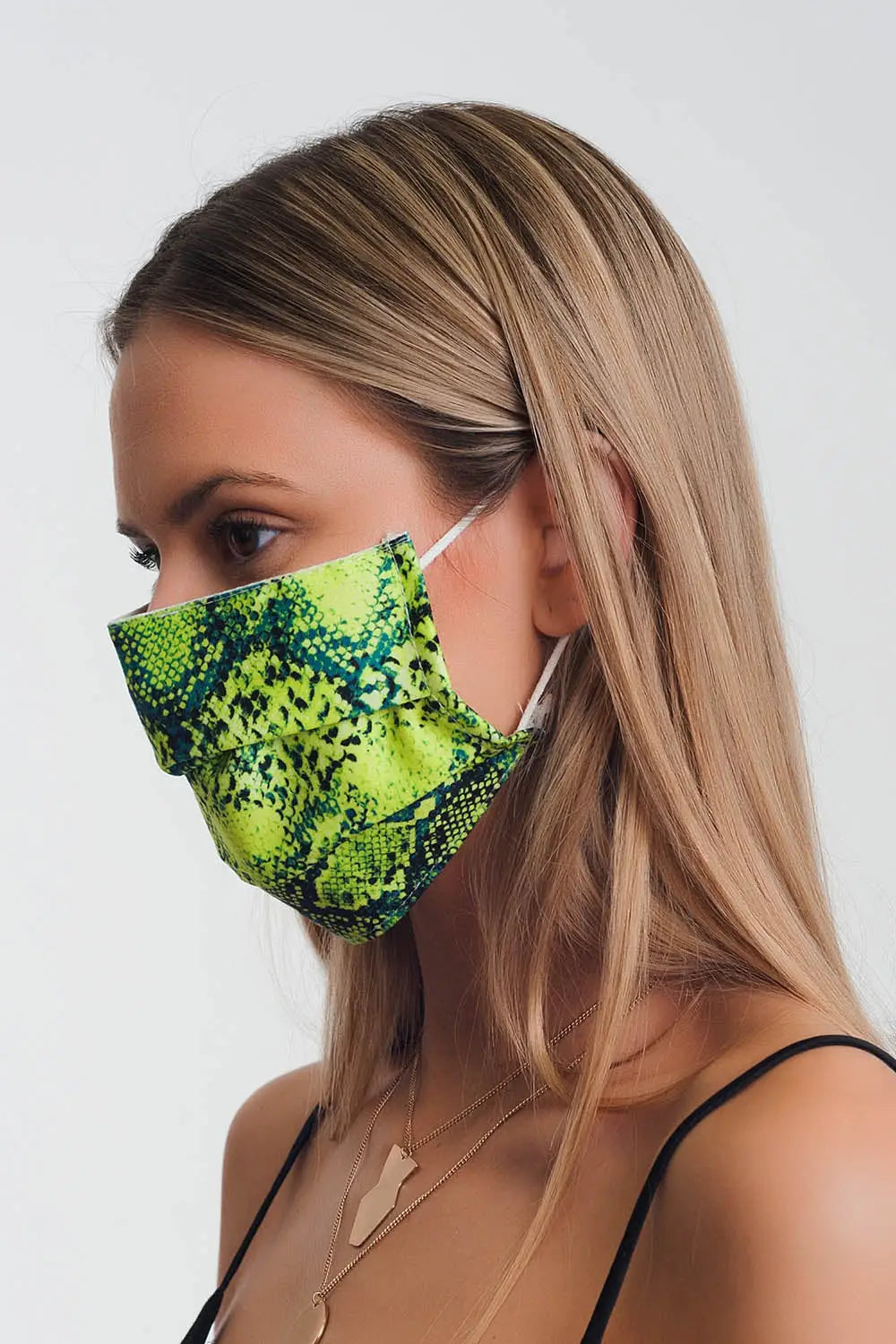 2 PACK Mix python Print Mask - One Size / Black - Necklaces