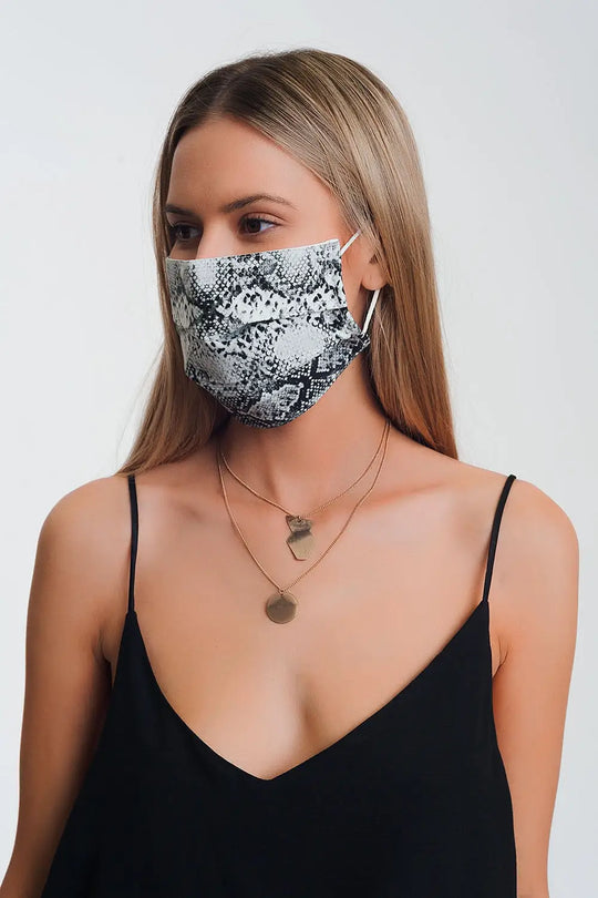 2 PACK Mix python Print Mask - One Size / Black - Necklaces