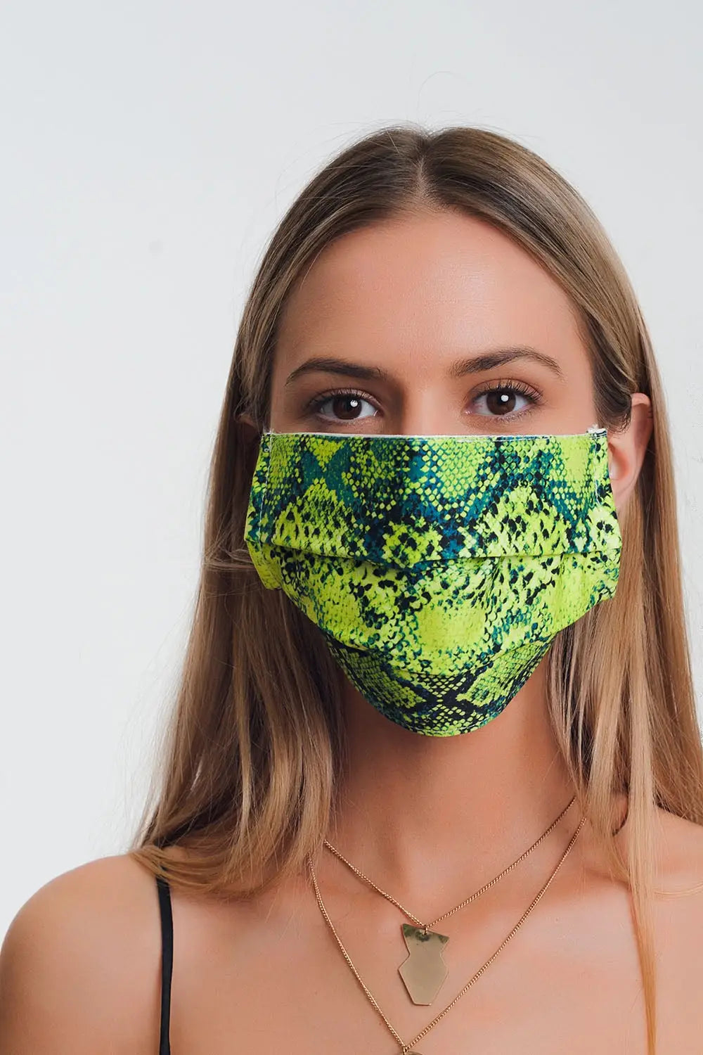 2 PACK Mix python Print Mask - One Size / Black - Necklaces