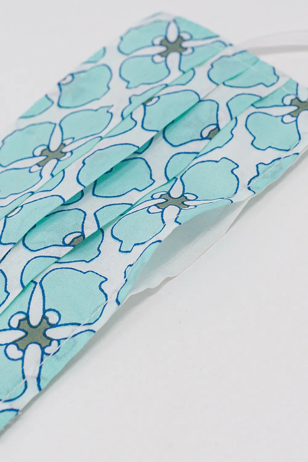 2 PACK organic cotton flower print Mask in green and turquoise - One Size / Green - Necklaces