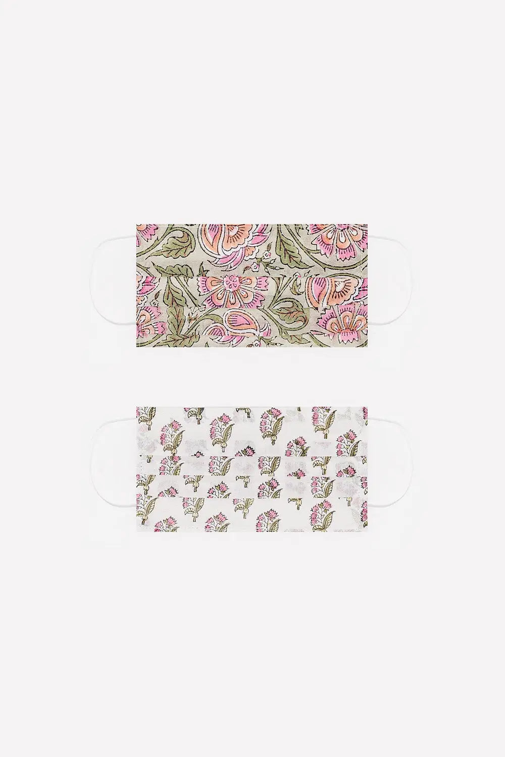 2 PACK organic cotton flower printed green Mask - One Size / Green - Necklaces