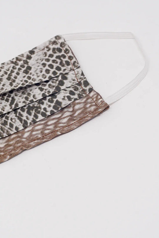 2 PACK organic cotton mix printed Mask - One Size / Brown - Necklaces