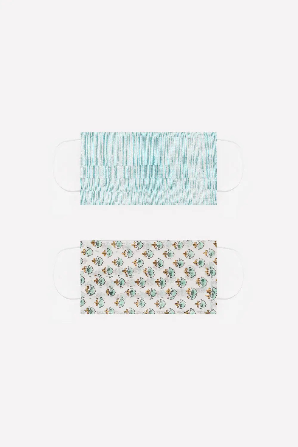 Q2 2 PACK organic cotton printed turquoise Mask