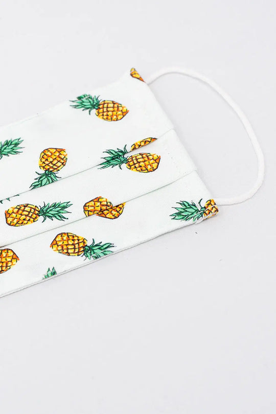 2 PACK Pineapple Print Mask - One Size / White - Necklaces