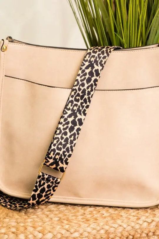 Crossbody Handbag With Leopard Animal Strap - Cream / 1