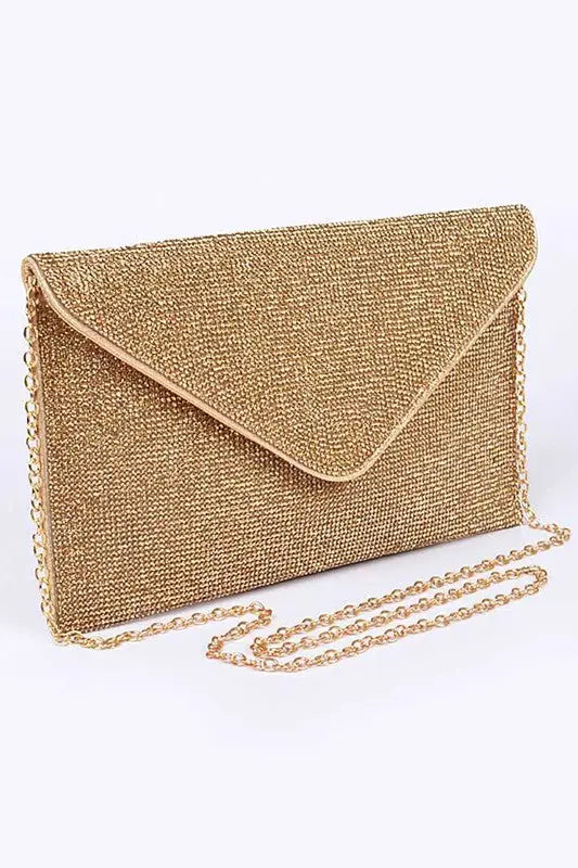 Rhinestone Statement Envelope Clutch Bag - Gold / O/S