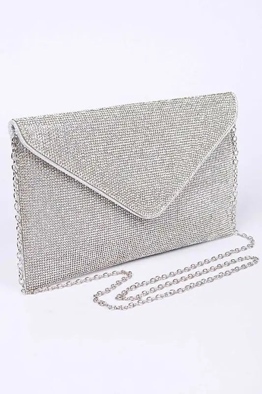 Rhinestone Statement Envelope Clutch Bag - Silver / O/S