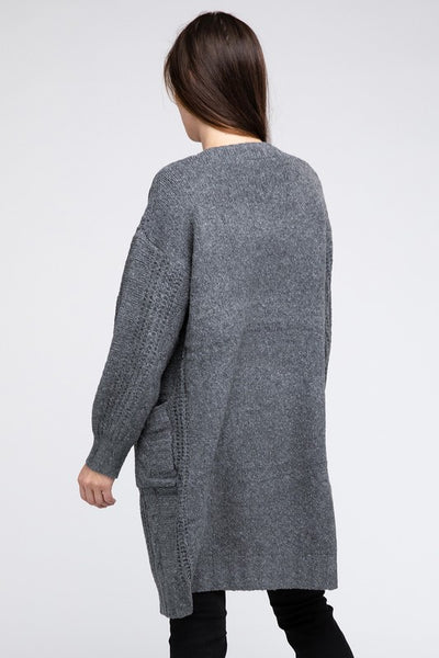 Knitted Open Front Cardigan With Pockets *10 Colors