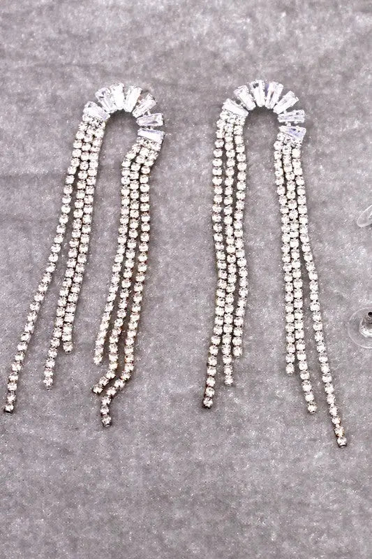 Rhinestone Tassel Earrings - SVCL/CLEAR / Os - Jewelry