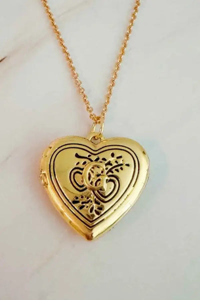 Nostalgic Heart Initial Open Locket Necklace - G / OS - Jewelry