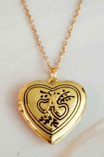 Nostalgic Heart Initial Open Locket Necklace