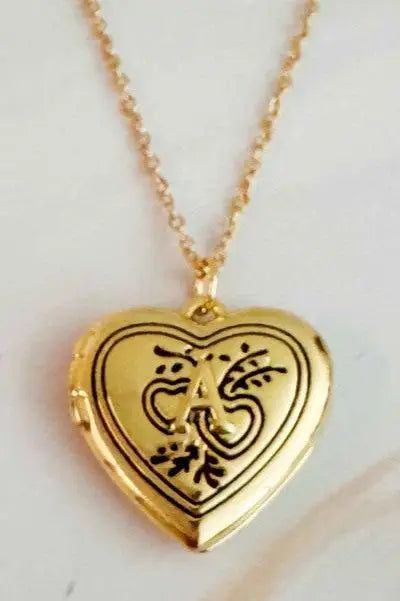 Nostalgic Heart Initial Open Locket Necklace - A / OS - Jewelry